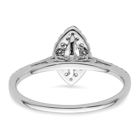 14k White Gold Halo (Holds 1/3 carat (7.0x3.5mm) Marquise Center) 1/4 carat Diamond Semi-mount Engagement Ring