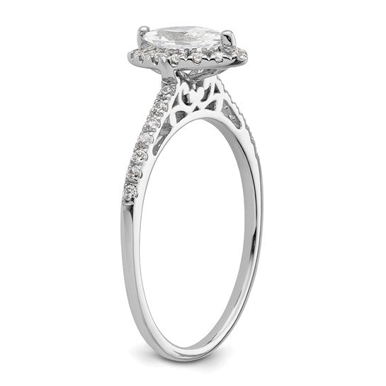 14k White Gold Halo (Holds 1/3 carat (7.0x3.5mm) Marquise Center) 1/4 carat Diamond Semi-mount Engagement Ring