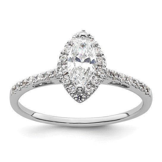 14k White Gold Halo (Holds 1/3 carat (7.0x3.5mm) Marquise Center) 1/4 carat Diamond Semi-mount Engagement Ring