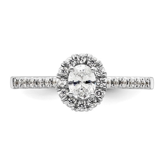 14k White Gold Halo (Holds 1/3 carat (5x4mm) Oval Center) 1/4 carat Diamond Semi-mount Engagement Ring