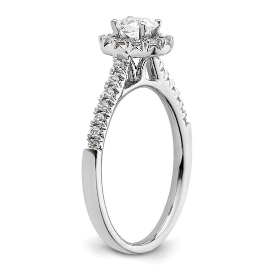 14k White Gold Halo (Holds 1/3 carat (5x4mm) Oval Center) 1/4 carat Diamond Semi-mount Engagement Ring