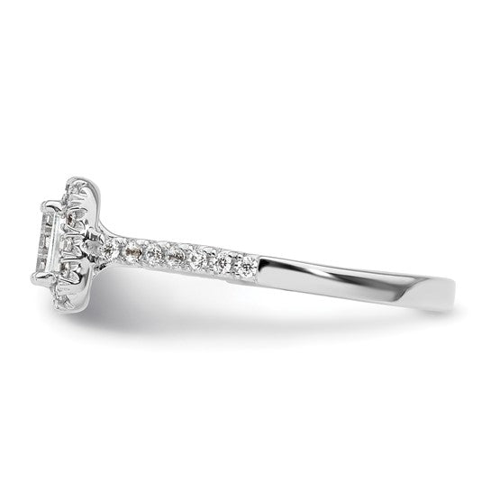 14k White Gold Halo (Holds 1/3 carat (4.8x3.45mm) Emerald-cut Center) 1/4 carat Diamond Semi-mount Engagement Ring