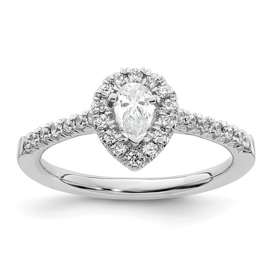 Pear Halo Diamond Semi-mount Engagement Rings
