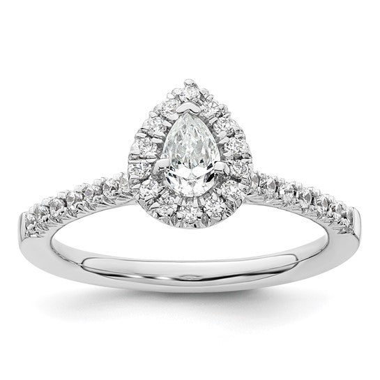 Pear Halo Diamond Semi-mount Engagement Rings