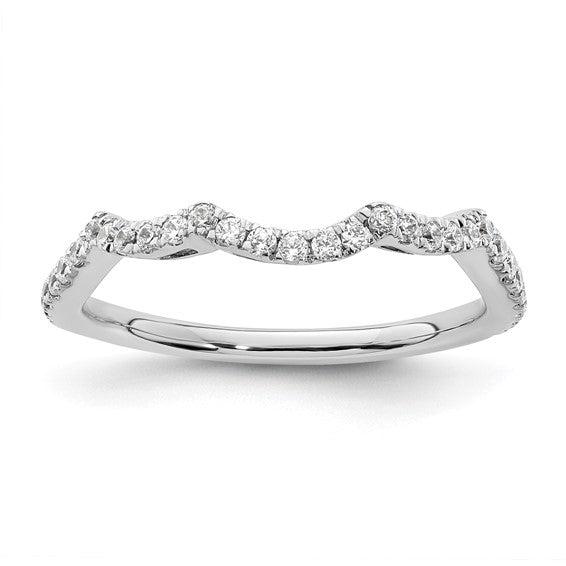 14k White Gold 1/3 carat Diamond Contoured Complete Wedding Band