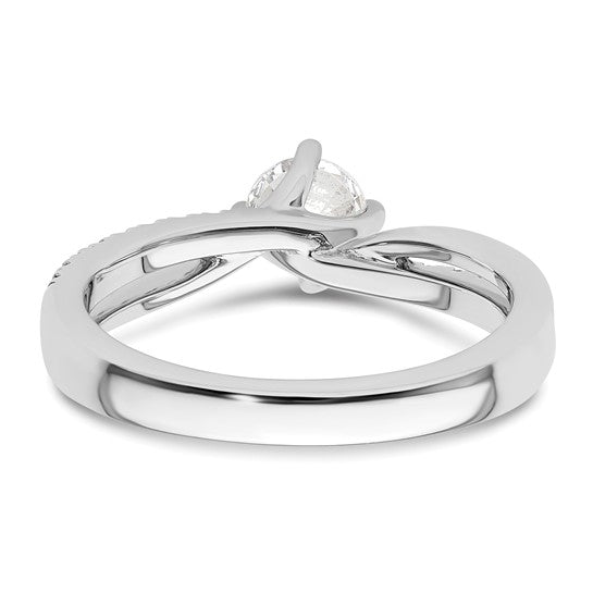 14k White Gold By-Pass (Holds 1/3 carat (4.5mm) Round Center) 1/6 carat Diamond Semi-mount Engagement Ring