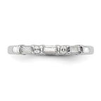 14k White Gold 1/4 carat Round/Baguette Diamond Complete Wedding Band