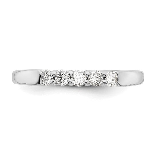 14K White Gold 5-Stone Shared Prong 1/4 carat Round Complete Diamond Band