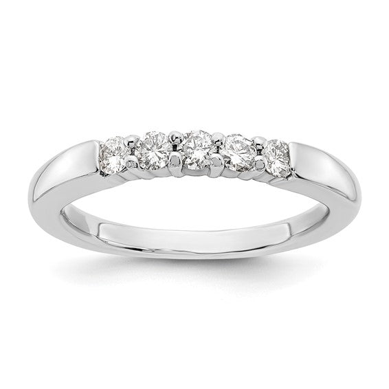 14K White Gold 5-Stone Shared Prong 1/4 carat Round Complete Diamond Band