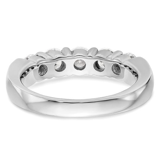 14K White Gold 5-Stone Shared Prong 1/4 carat Round Complete Diamond Band