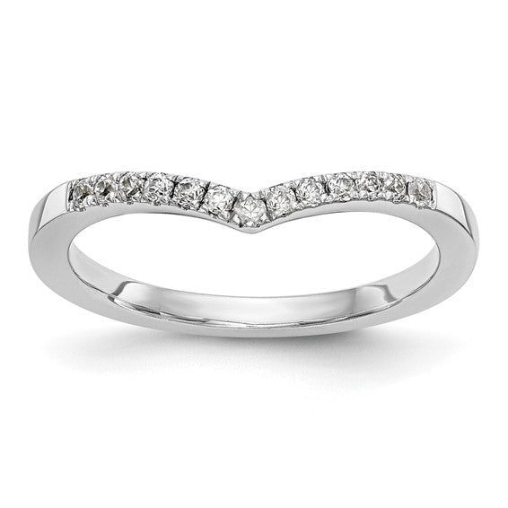 14k White Gold 1/8 carat Diamond Contoured Complete Wedding Band