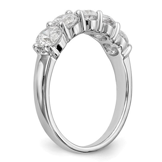 14K White Gold 5-Stone Shared Prong 1.3 carat Complete Round Diamond Band