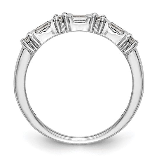 14K White Gold 3/8 carat Baguette/Round Diamond Complete Wedding Band