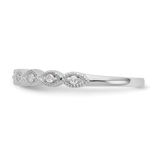 14K White Gold 1/10 carat Diamond Complete Wedding Band