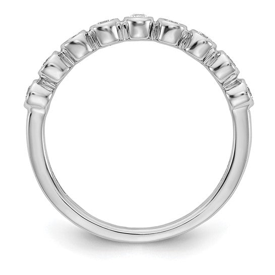 14k White Gold 9-stone Bezel-set Diamond Band