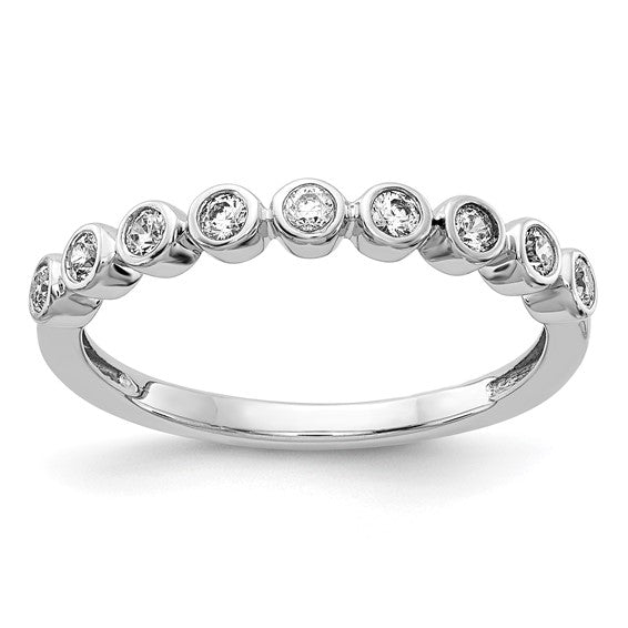 14k White Gold 9-stone Bezel-set Diamond Band