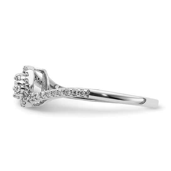 14k White Gold Diamond Cluster Bypass Ring