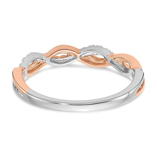14k Two-tone Rose and White Gold 1/8 carat Lab Grown Diamond VS/SI+ G+ Complete Wedding Band