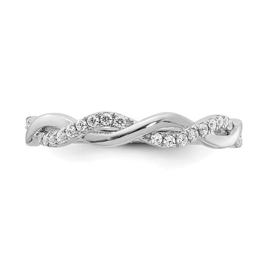 14k White Gold 1/8 carat Lab Grown Diamond VS/SI+ G+ Complete Twist Wedding Band