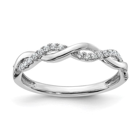 14k White Gold 1/8 carat Lab Grown Diamond VS/SI+ G+ Complete Twist Wedding Band