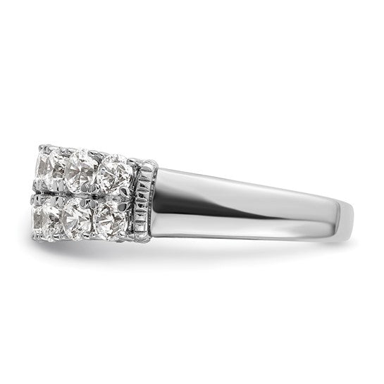14k White Gold 1 5/8 carat Lab Grown Diamond VS/SI+ G+ Complete Double Row Fashion Band