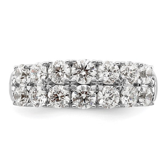 14k White Gold 1 5/8 carat Lab Grown Diamond VS/SI+ G+ Complete Double Row Fashion Band