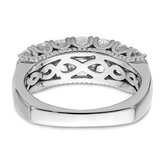 14k White Gold 1 5/8 carat Lab Grown Diamond VS/SI+ G+ Complete Double Row Fashion Band