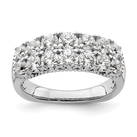 14k White Gold 1 5/8 carat Lab Grown Diamond VS/SI+ G+ Complete Double Row Fashion Band