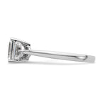 14k White Gold 3 Stone Half Moon/Emerald Semi-Mount Including 2-Half Moon Side Stones Dia Ring