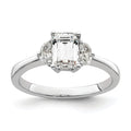 14k White Gold 3 Stone Half Moon/Emerald Semi-Mount Including 2-Half Moon Side Stones Dia Ring