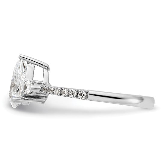 14k White Gold 3 Stone Pear/Pear Center Semi-Mount Including 2-Pear Side Stones Dia Ring