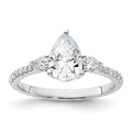14k White Gold 3 Stone Pear/Pear Center Semi-Mount Including 2-Pear Side Stones Dia Ring