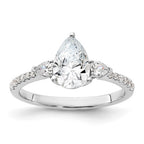 14k White Gold 3 Stone Pear/Pear Center Semi-Mount Including 2-Pear Side Stones Dia Ring