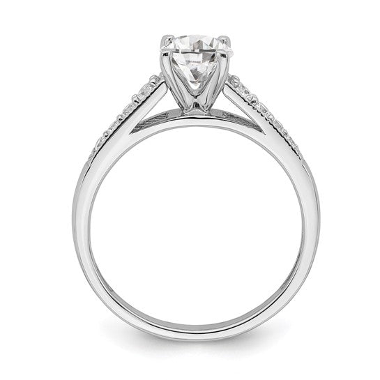 14k White Gold (Holds 1 carat (6.5mm) Round Center) 1/5 carat Diamond Semi-Mount Engagement Ring