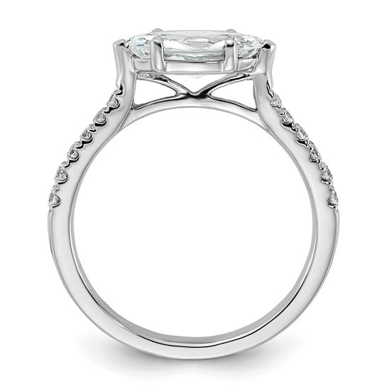 14k White Gold East West (Holds 1 carat (10.5x5.6mm) Marquise Center) 1/5 carat Diamond Semi-Mount Engagement Ring