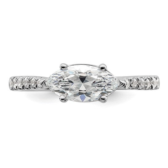 14k White Gold East West (Holds 1 carat (10.5x5.6mm) Marquise Center) 1/5 carat Diamond Semi-Mount Engagement Ring