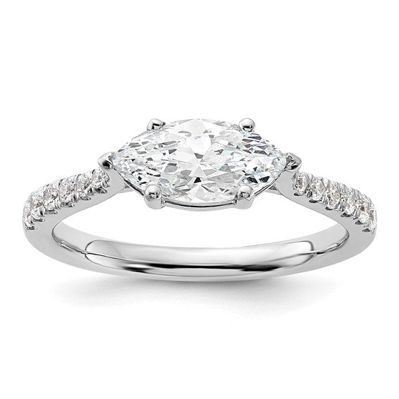 14k White Gold East West (Holds 1 carat (10.5x5.6mm) Marquise Center) 1/5 carat Diamond Semi-Mount Engagement Ring