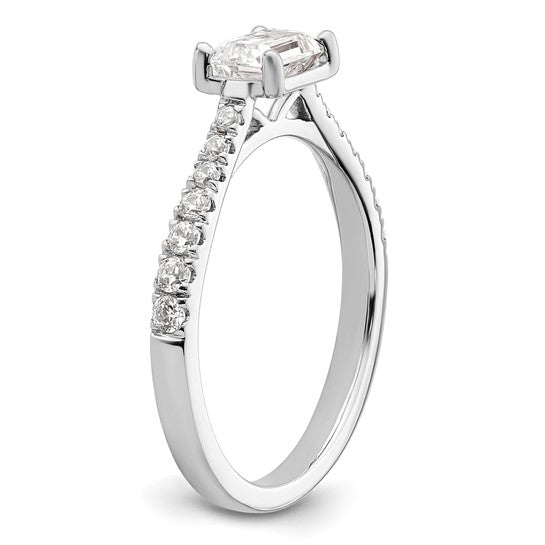 14k White Gold East West (Holds 3/4 carat (6.1x4.5mm) Emerald-cut Center) 1/4 carat Diamond Semi-Mount Engagement Ring