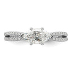 14k White Gold East West (Holds 3/4 carat (9.2x5.00mm) Marquise Center) 1/8 carat Diamond Semi-Mount Engagement Ring