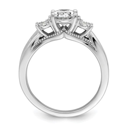 14k White Gold 1/8 carat Lab Grown Diamond VS/SI+ G+ 1 carat Center Oval Semi Mount Engagement Ring