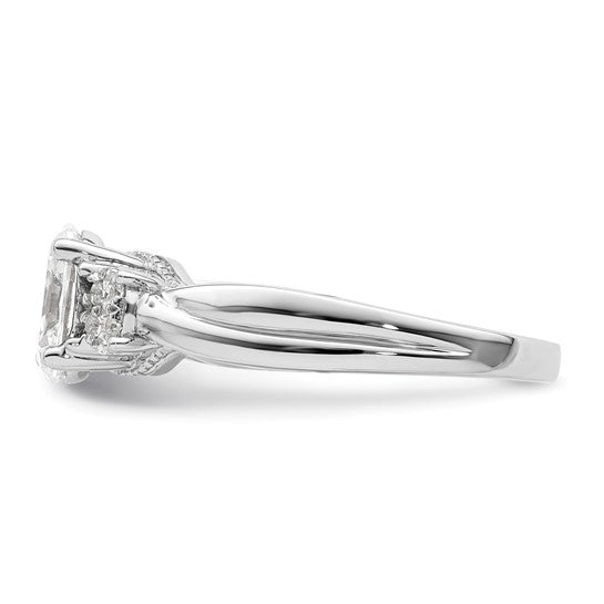 14k White Gold 1/8 carat Lab Grown Diamond VS/SI+ G+ 1 carat Center Oval Semi Mount Engagement Ring