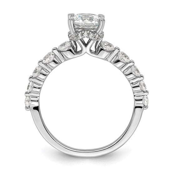 14k White Gold 3/4 carat Lab Grown Diamond VS/SI+ G+ 3/4 carat Center Round Semi Mount Solitaire Engagement Ring