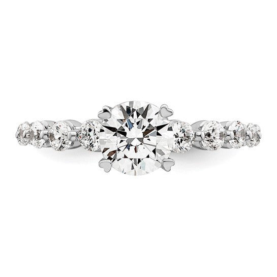 14k White Gold 3/4 carat Lab Grown Diamond VS/SI+ G+ 3/4 carat Center Round Semi Mount Solitaire Engagement Ring