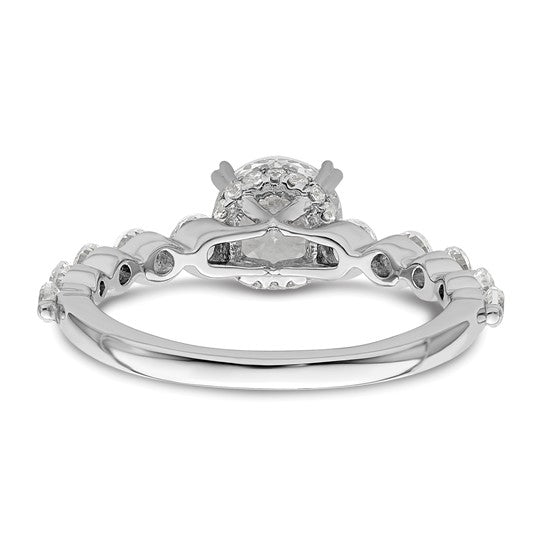 14k White Gold 3/4 carat Lab Grown Diamond VS/SI+ G+ 3/4 carat Center Round Semi Mount Solitaire Engagement Ring