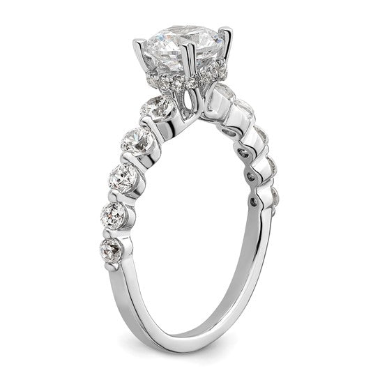 14k White Gold 3/4 carat Lab Grown Diamond VS/SI+ G+ 3/4 carat Center Round Semi Mount Solitaire Engagement Ring