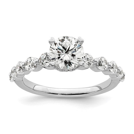 14k White Gold 3/4 carat Lab Grown Diamond VS/SI+ G+ 3/4 carat Center Round Semi Mount Solitaire Engagement Ring
