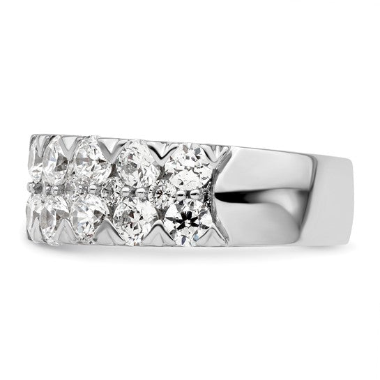 14k White Gold 2 7/8 carat Lab Grown Diamond VS/SI+ G+ Complete Double Row Fashion Band