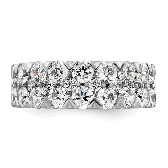 14k White Gold 2 7/8 carat Lab Grown Diamond VS/SI+ G+ Complete Double Row Fashion Band