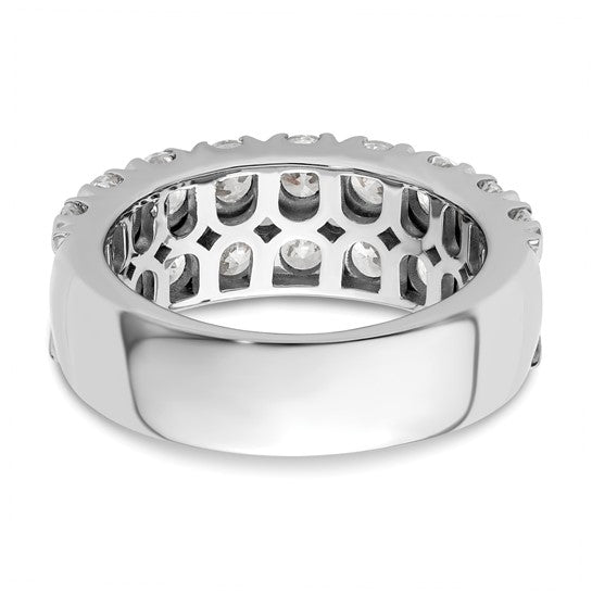 14k White Gold 2 7/8 carat Lab Grown Diamond VS/SI+ G+ Complete Double Row Fashion Band