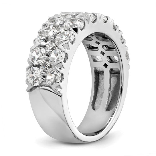 14k White Gold 2 7/8 carat Lab Grown Diamond VS/SI+ G+ Complete Double Row Fashion Band